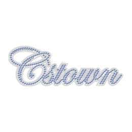 Custom Wordart Blue Rhinestone Heat Transfers