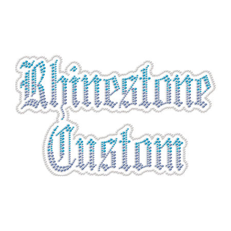 Custom Word Gradient Ice Blue Rhinestones Design