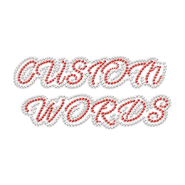 Custom Red and White Words Rhinestone Heat Transfer