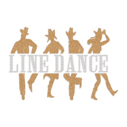 Four People Line Dance Rhinestone & Glitter Heat Transfer