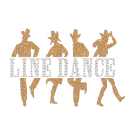 Four People Line Dance Rhinestone & Glitter Heat Transfer