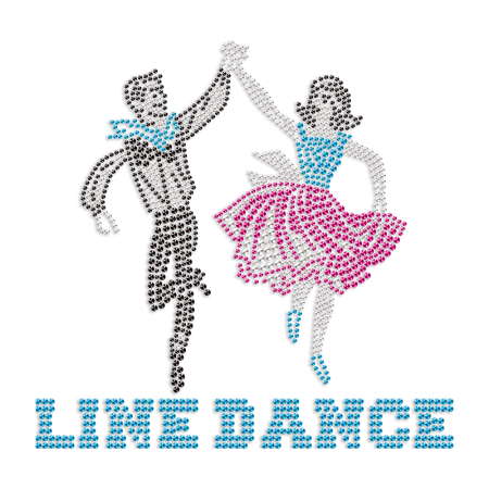 Couple Line Dance Rhinestone Heat Transfer