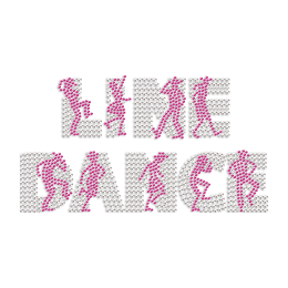 People Around Letters Line Dance Rhinestone Iron On Transfer