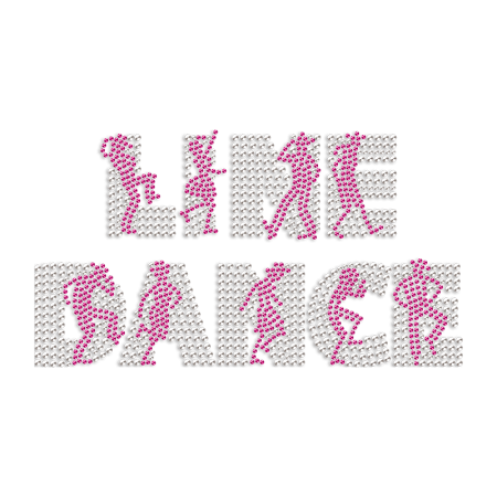 People Around Letters Line Dance Rhinestone Iron On Transfer