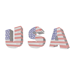 USA Letter with National Flag Color Rhinestone Heat Transfer