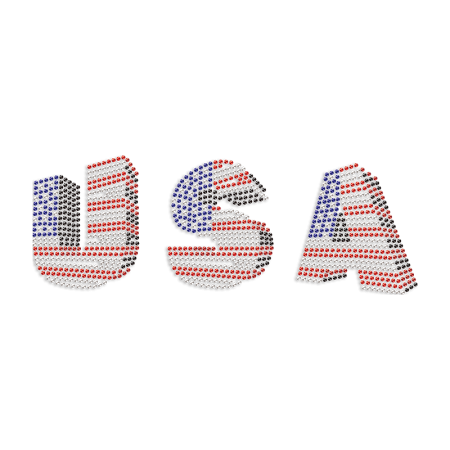 USA Letter with National Flag Color Rhinestone Heat Transfer