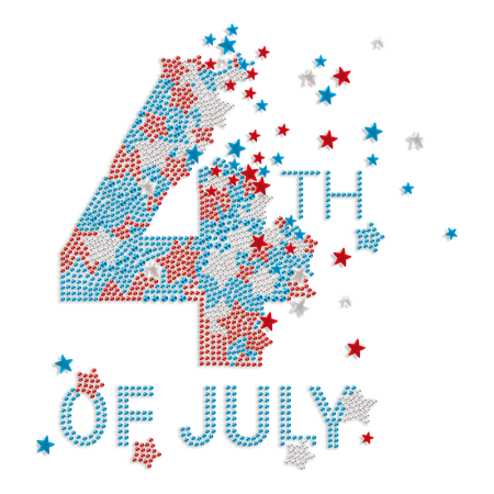 Bling Star 4th of July Rhinestones & Nailhead Iron On Stickers