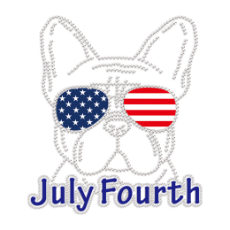 July 4th Lovely Bulldog Rhinestone & Printable HTV T Shirt Transfer Printing