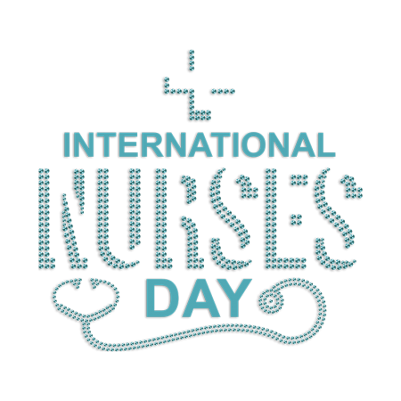 Blue Rhinestone International Nurse Day Rhinestones & Vinyl Iron On Shirt Decals