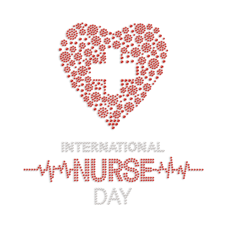 International Nurse Day Red Heart Rhinestones Iron On Designs