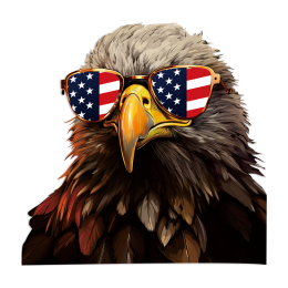 Eagle With Glasses Print Vinyl Iron Ons