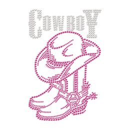 Cow Boy Boots Pink Rhinestones T Shirt Transfers