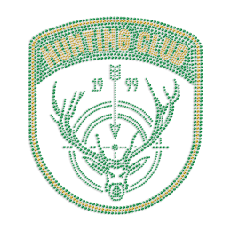 Green Deer Hunting Club Diamonds Iron On Appliques