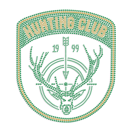 Green Deer Hunting Club Diamonds Iron On Appliques