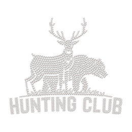Deer And Bear Hunting Club Rhinestones Iron Ons