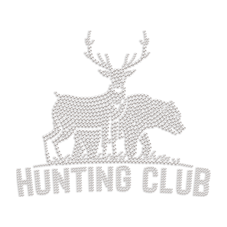 Deer And Bear Hunting Club Rhinestones Iron Ons