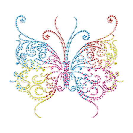 Colorful Butterfly Iron-on Rhinestone Transfer