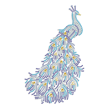 Custom Peacock Rhinestone Heat Trasnfer for Shirts