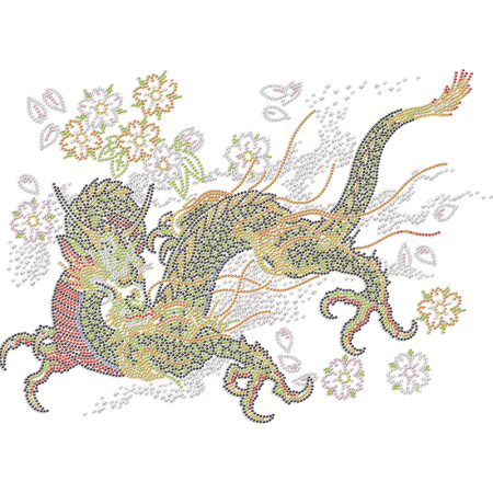 Custom Dragon Rhinestone Heat Trasnfer for T Shirts