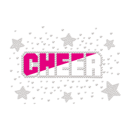 Cheerl with Stars Rhinestone & Printable PU Heat Transfer