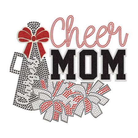 Cheer Mom Rhinestone & Glitter Heat Transfer