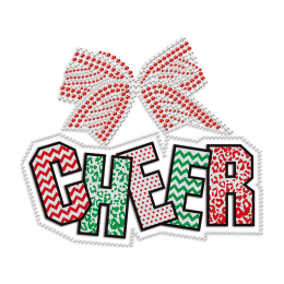 Cheer with Bow Rhinestone & Printable Glitter Heat Transfer