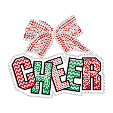 Cheer with Bow Rhinestone & Printable Glitter Heat Transfer