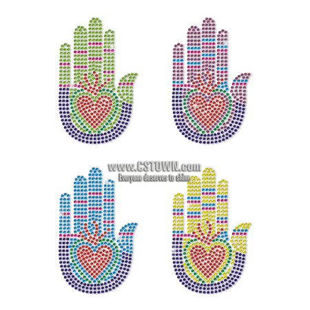 Custom Hearts in Hands Cartoon Rhinestud Motif