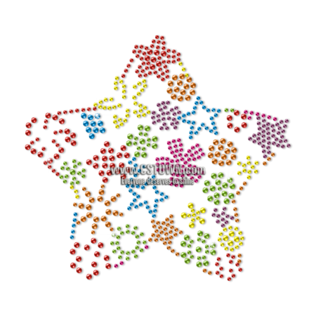 Neon Rhinestud Flowers and Stars Motif for Children