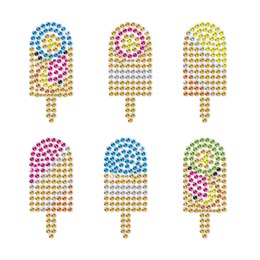 Six Ice Cream with Special Patterns Noen Rhinestud Transfer for Kids