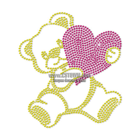 Baby Bear with Heart Cute Motif Rhinestud Transfer for Kids