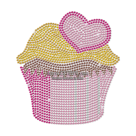 Pink Cupcake Decorated with Heart Neon Stud Transfer