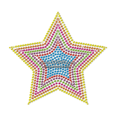 Wholesale Colorful Star Motif Neon Stud Heat Transfer