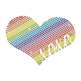 Love Love Rainbow Heart Custom Neon Rhinestone Motif