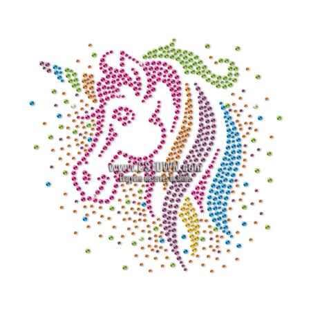 Fancy Unicorn in Dream Bling Colorful Rhinestone Heat Transfer