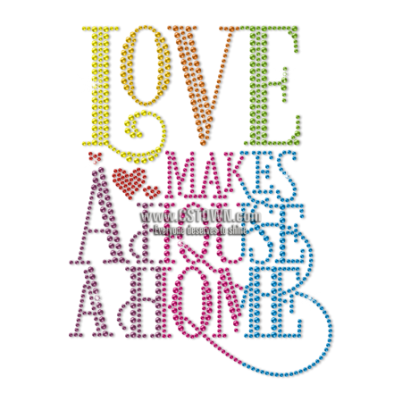 Love Makes a House a Home Rainbow Neon Stud Transfer