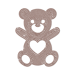 Brown Rhinestone I Love Bear Transfer