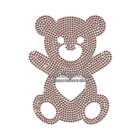 Brown Rhinestone I Love Bear Transfer