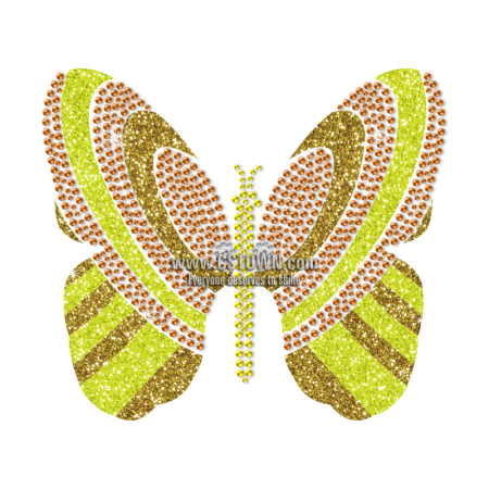 Bling Gold Glitter Butterfly Rhinestone Transfer