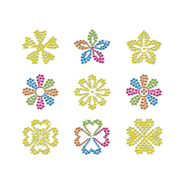 Gold and Rainbow Colored Little Flowers Stud Transfer