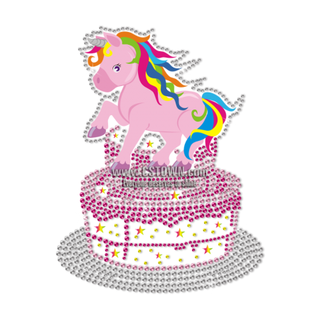 Bling Unicorn Birthday Cake Motif Heat Transfer for Little Princess