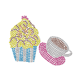 Cupcake and Coffee for Leisure Time Neon Stud Transfer