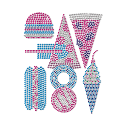 I Love Fast Food Blue And Pink Neon Stud Transfer