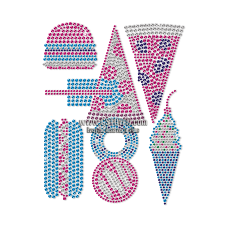 I Love Fast Food Blue And Pink Neon Stud Transfer