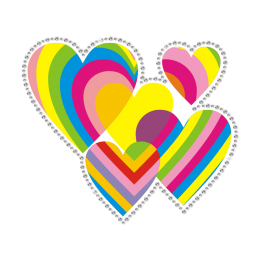 Rainbow Hearts Flares of Love Blast-Off Heat Transfer