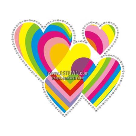 Rainbow Hearts Flares of Love Blast-Off Heat Transfer