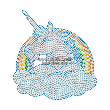 Happy Unicorn Cartoon Crystal Rhinestone Transfer