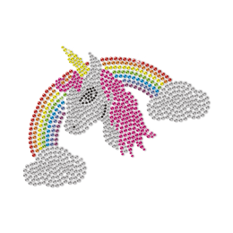 Custom Unicorn And Rainbow Rhinestone Transfer