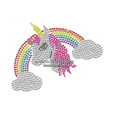 Custom Unicorn And Rainbow Rhinestone Transfer