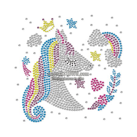 Unicorn Princess In Fantasy Garden Rhinestone Transfer